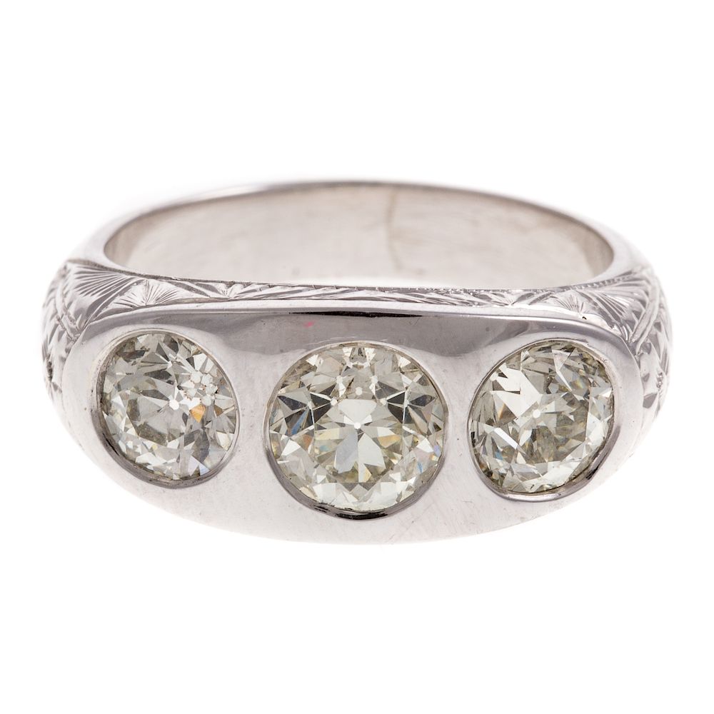 Appraisal: A Three Stone Diamond Ring in K White Gold K