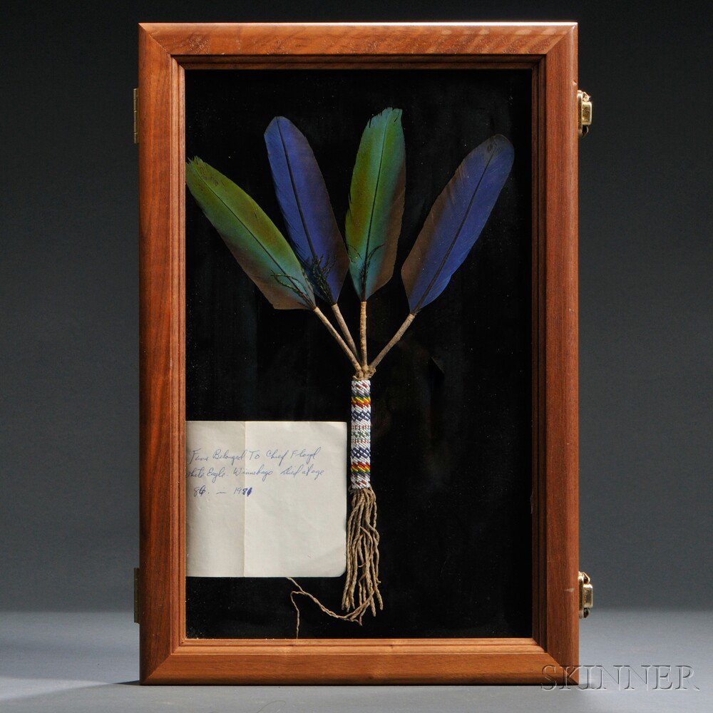 Appraisal: Plains-style Beaded Peyote Fan in box mount note reads Belonged