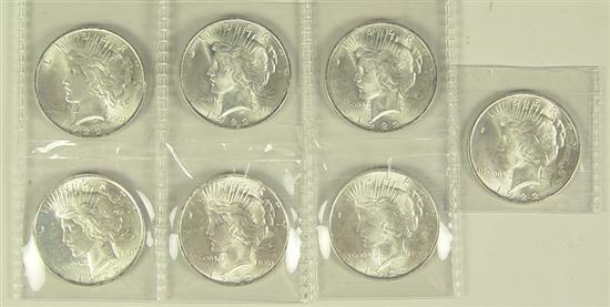 Appraisal: Seven Peace Dollars All Dated These coins are nice uncirculated