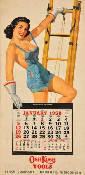 Appraisal: Eddie Chan Oshkosh Pin Up Calendar Description Full pad both