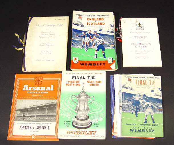 Appraisal: Collection of boxing and football programmes celebration dinner menus and