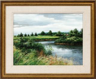 Appraisal: MICHAEL WHEELER OIL ON CANVAS POND W CLOUDY SKY MICHAEL