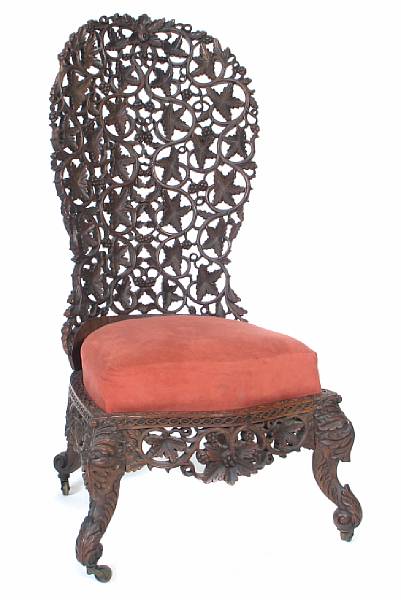 Appraisal: An Anglo Indian carved wood side chair th century restorations