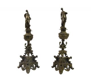 Appraisal: A PAIR OF FRENCH GILT BRONZE FIGURAL ANDIRONS Late th