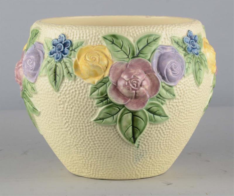 Appraisal: Roseville Pottery Rozane Jardiniere This pot features multicolored flowers on