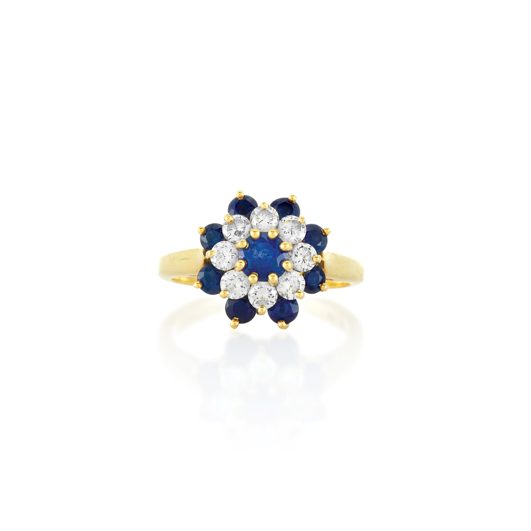 Appraisal: Sapphire and Diamond Cluster Ring Tiffany Co kt round sapphires