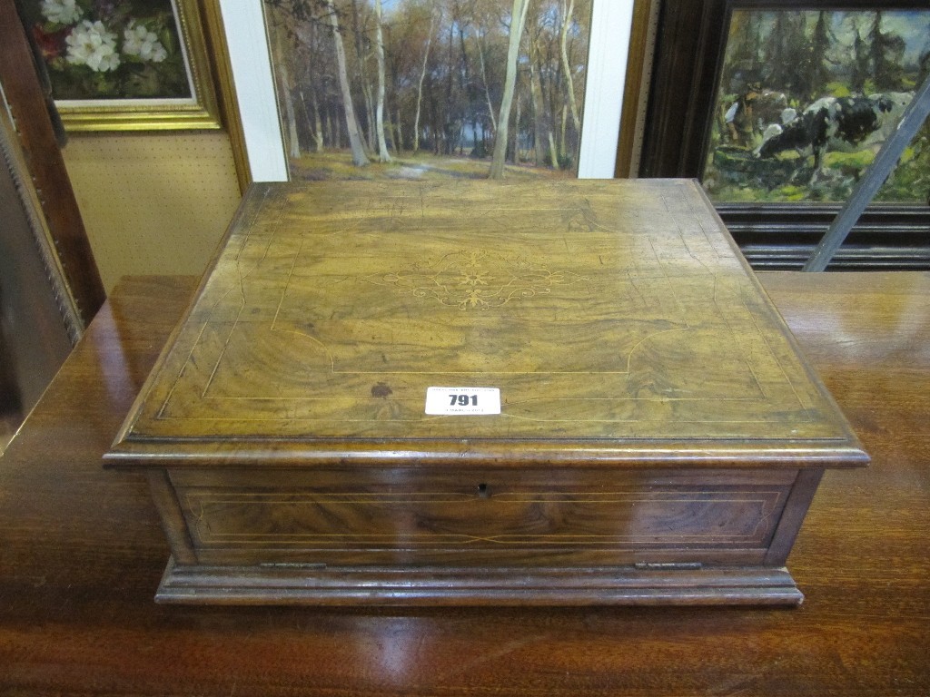 Appraisal: Victorian walnut and marquetry inlaid portable box