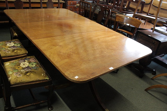 Appraisal: A TH CENTURY AND LATER MAHOGANY D-END PEDESTAL DINING TABLE