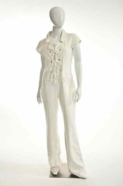 Appraisal: CHANEL WHITE COTTON NAUTICAL JUMPSUIT Cruise size retailed Neiman Marcus