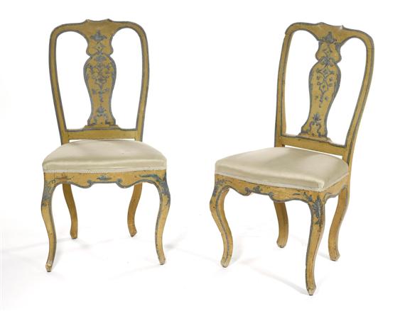 Appraisal: A PAIR OF PAINTED ZUNGENST HLE CHAIRS Venice th c