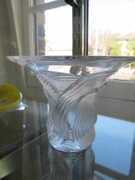 Appraisal: LALIQUE FROSTED CLEAR GLASS VASE SIGNED LALIQUE FRANCE CHIP