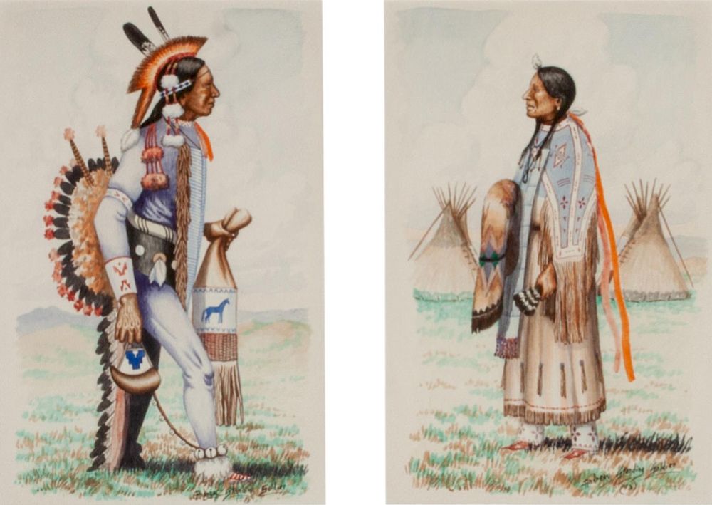 Appraisal: Andrew Standing Soldier Oglala Lakota - Two Portraits Indian Man