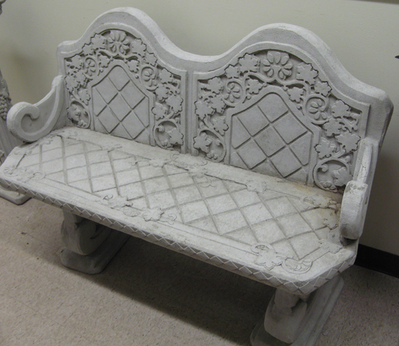 Appraisal: VICTORIAN STYLE CAST CONCRETE GARDEN BENCH The double chair-back bench