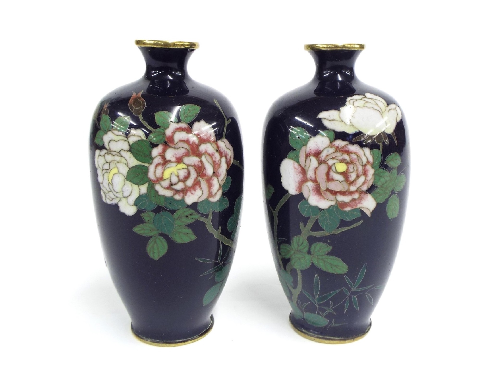 Appraisal: Pair of Japanese Meiji period cloisonne vases with floral decoration