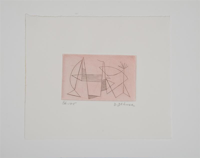 Appraisal: DOROTHY DEHNER - UNTITLED Etching in black and pink on