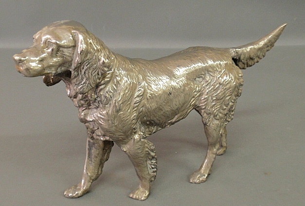 Appraisal: - Large French silvered metal dog form watch holder signed