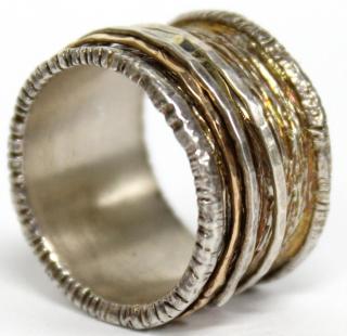 Appraisal: Sterling Silver K Gold Ring With a wide molded shank