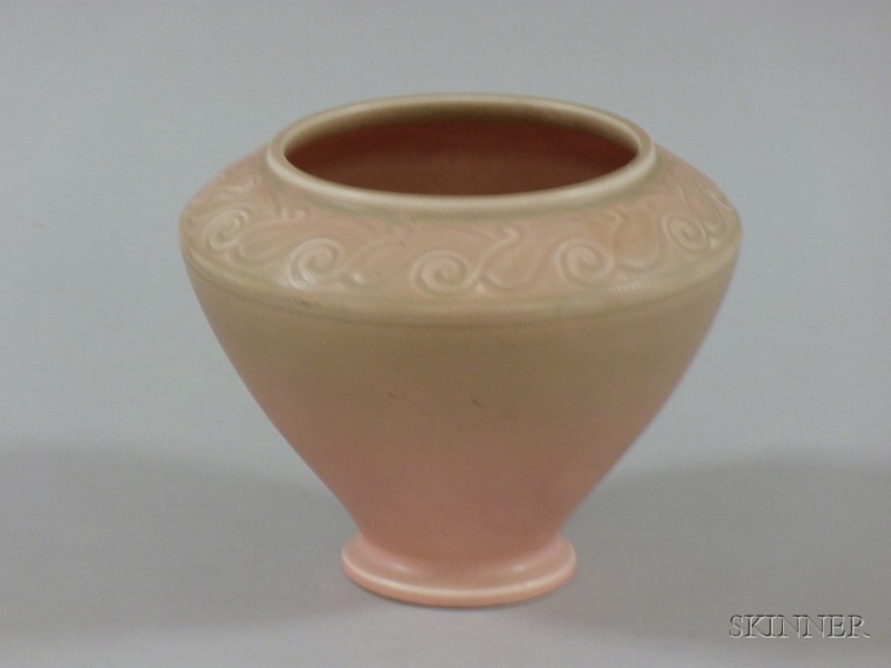 Appraisal: Rookwood Peach Glazed Vase scroll decoration at top ht in