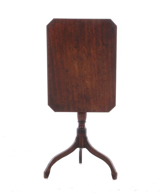 Appraisal: Regency mahogany tilt-top table circa rectangular top with clipped corners