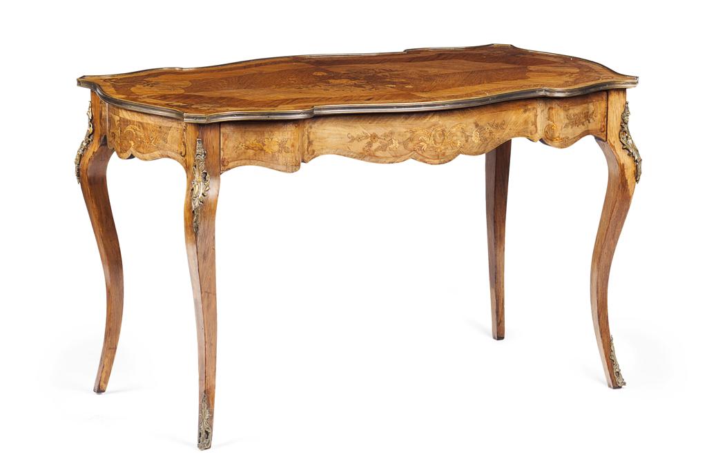 Appraisal: LOUIS XV STYLE KINGWOOD MARQUETRY AND GILT METAL MOUNTED CENTRE