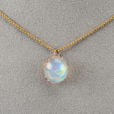 Appraisal: K GOLD CONTRA LUZ OPAL NECKLACE ca Oval cabochon opal