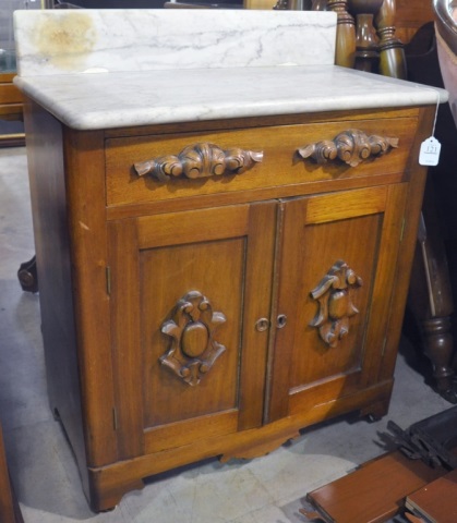 Appraisal: Walnut Victorian Wash StandHaving one drawer over two doors With