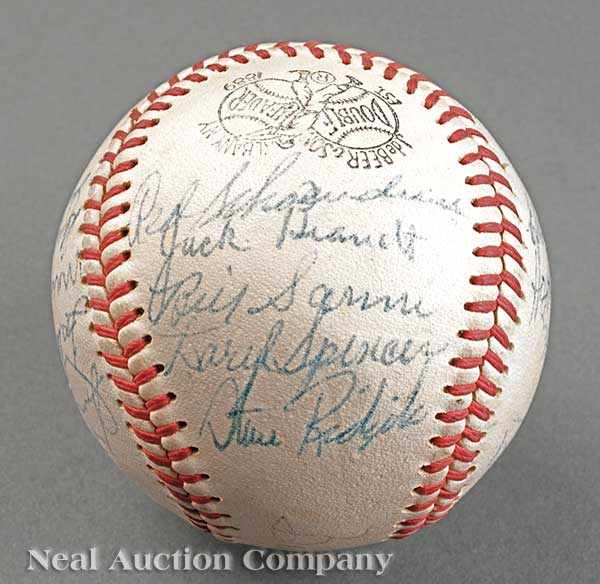 Appraisal: A New York Giants Team Signed Baseball J deBeer Double