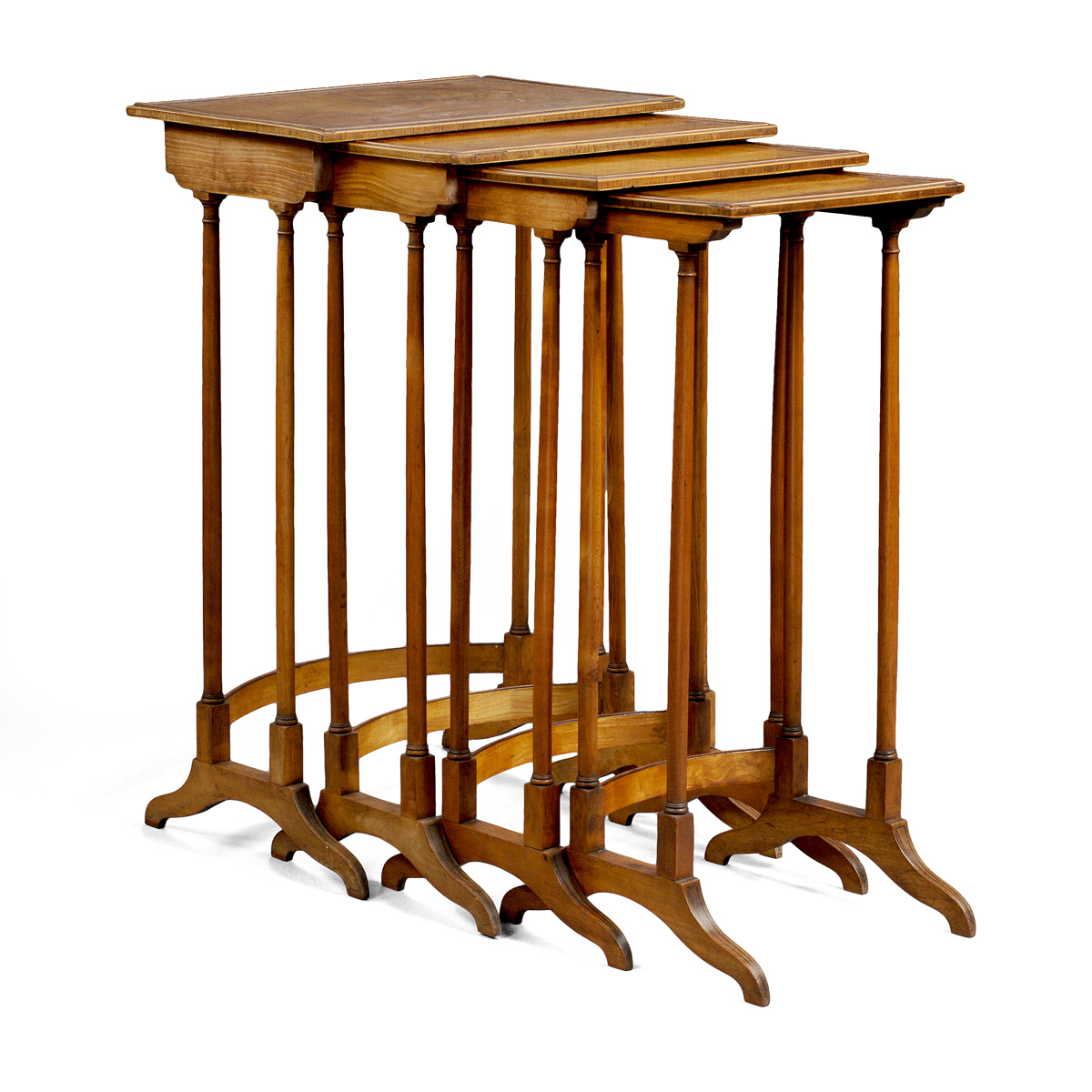 Appraisal: FOUR GEORGIAN MAHOGANY NESTED TABLES WITH BANDED INLAY Height Width