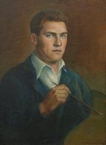 Appraisal: Elmer Ladislav Novotny American - Self-portrait Oil on canvas over