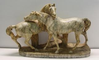 Appraisal: UNSIGNED Finest Quality Marble Sculpture of Horses th century and