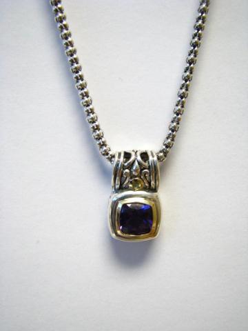 Appraisal: Sterling and K gold designer amethyst and peridot pendant with