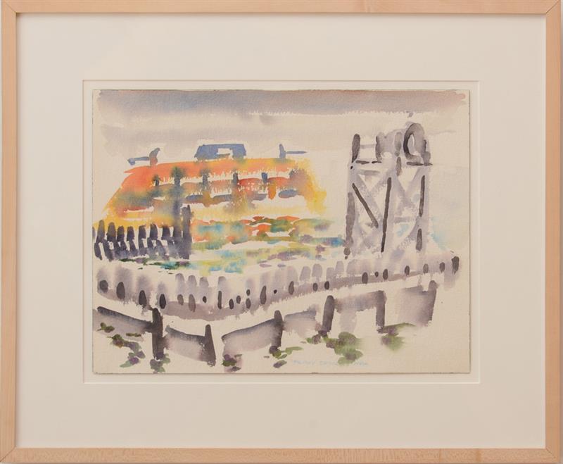 Appraisal: Fred Mitchell - Ferry Dock Watercolor on paper c signed