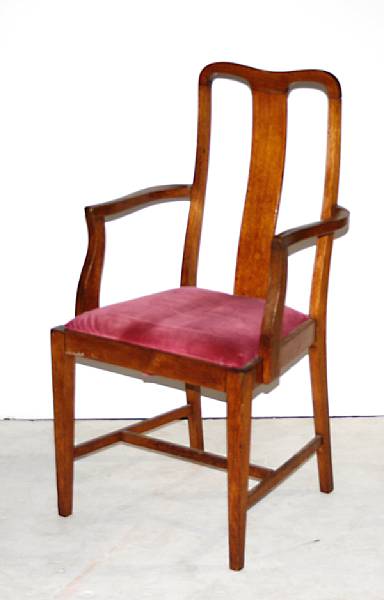 Appraisal: A Queen Anne style oak armchair early th century height