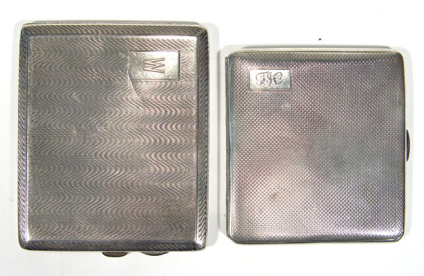 Appraisal: Two rectangular silver cigarette cases both with engine turned decoration