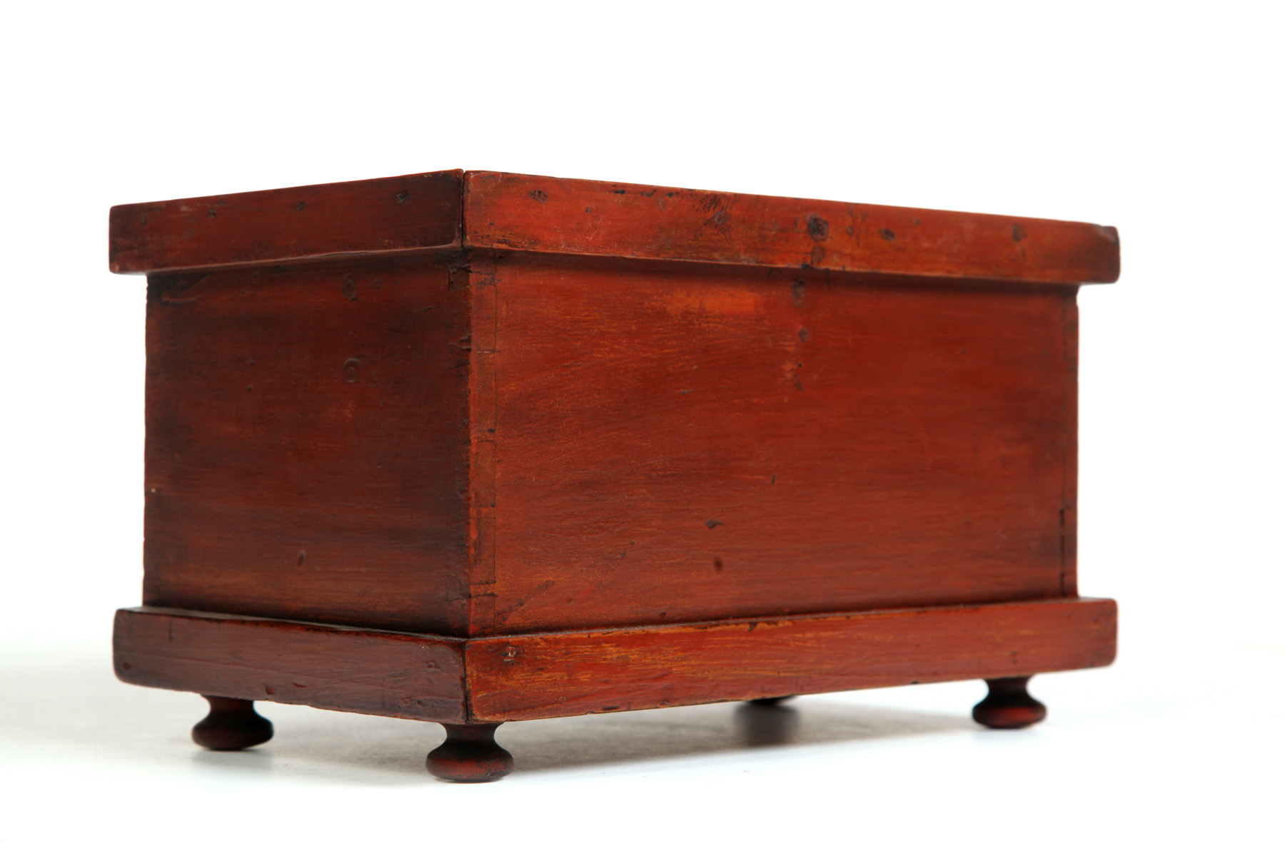 Appraisal: MINIATURE PAINTED BLANKET CHEST American mid th century Cherry dovetailed