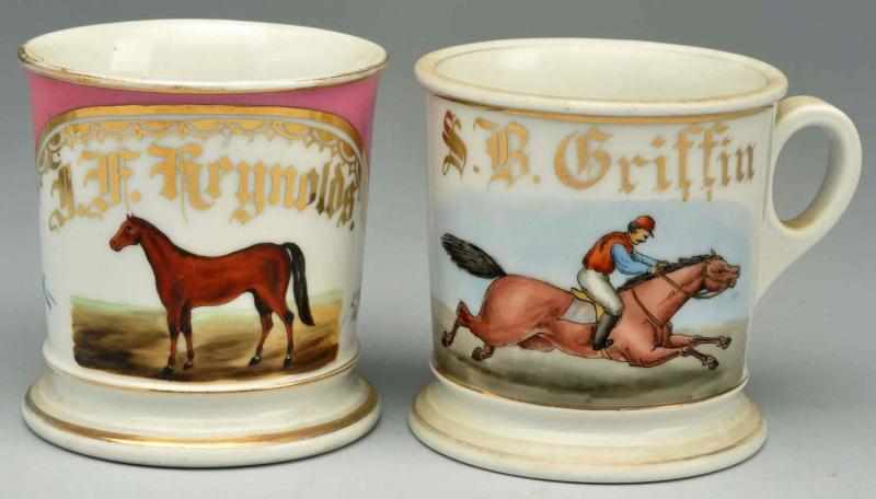 Appraisal: Lot of Horse Shaving Mugs Includes one gilded J F