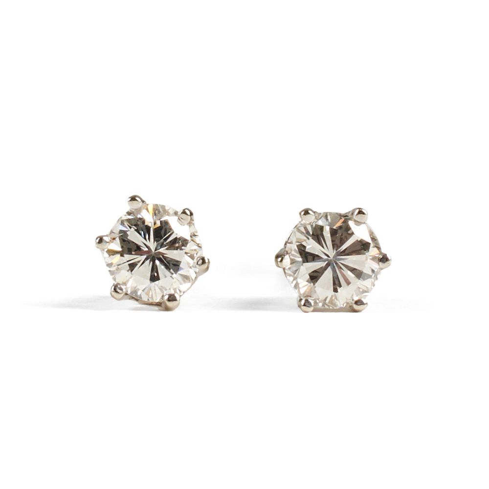 Appraisal: K White Gold Diamond Stud Earrings One pair of late