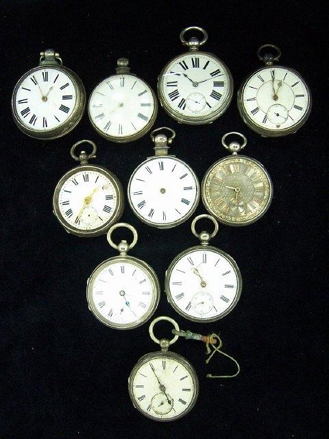 Appraisal: Ten silver cased pocket watches in a dilapidated state