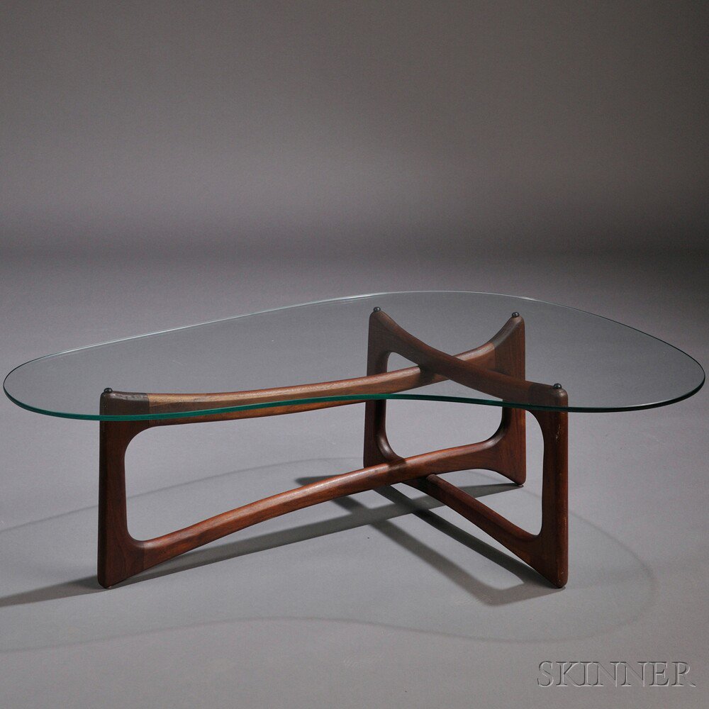 Appraisal: Adrian Pearsall for Craft Associates Coffee Table Glass walnut United