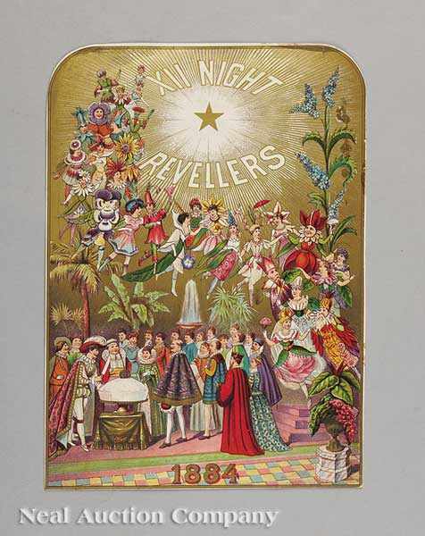 Appraisal: Mardi Gras Twelfth Night Revelers Ball invitation and a lady's