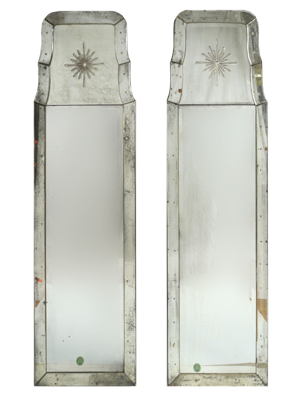 Appraisal: PAIR OF VENETIAN STYLE TALL MIRRORS Contemporary wall mirrors in