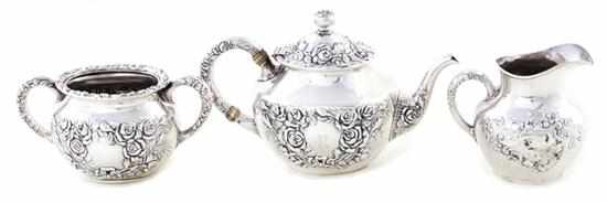 Appraisal: American sterling tea set by Unger Brothers New Jersey circa