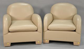 Appraisal: Pair of 's Deco style leather chairs Pair of 's