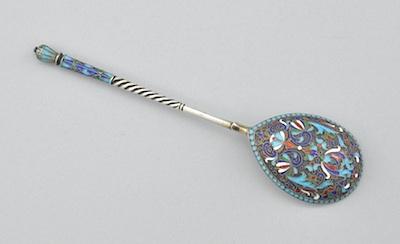 Appraisal: A Russian Enamel Silver Spoon Moscow ca turn of th