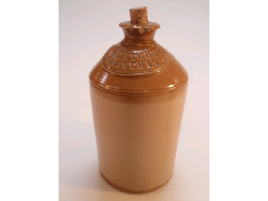 Appraisal: A stoneware spirit flagon marked F FLETCHER GRANTHAM