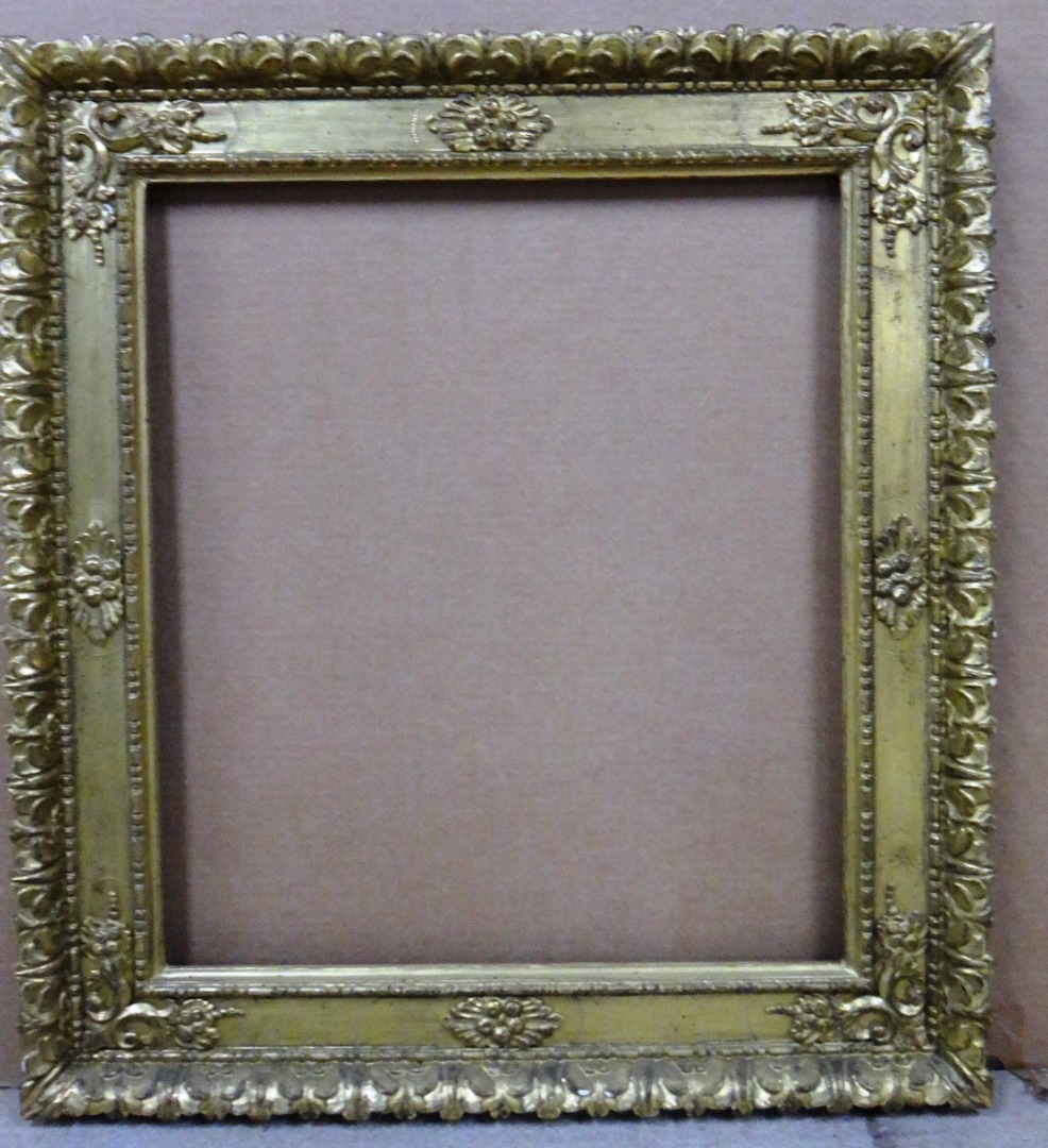 Appraisal: A th century moulded gilt plaster frame the aperture cm