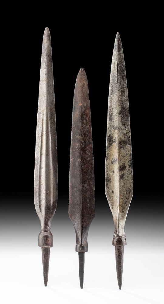 Appraisal: Three th C Bornean Iron Spear Heads Southeast Asia Indonesia