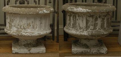 Appraisal: Pair of Cast Stone Fluted Planters