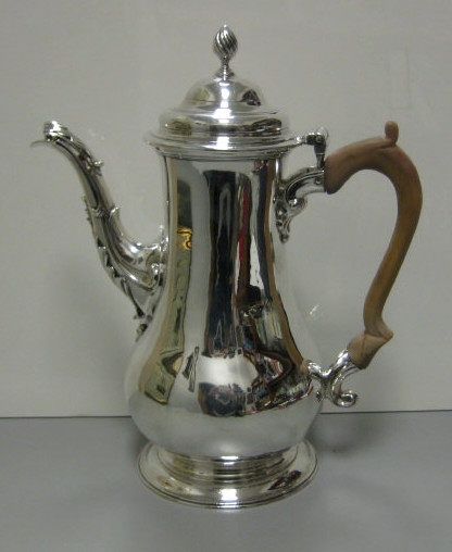 Appraisal: ABRAHAM PORTAL LONDON George III silver coffee pot pear form