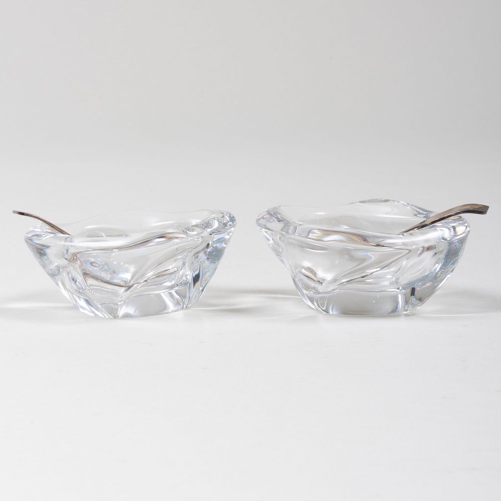 Appraisal: Pair of Cartier Colorless Glass Salt Cellars and a Pair